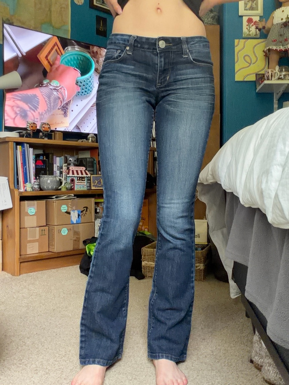 Dark Blue Low Rise Bootcut Jeans